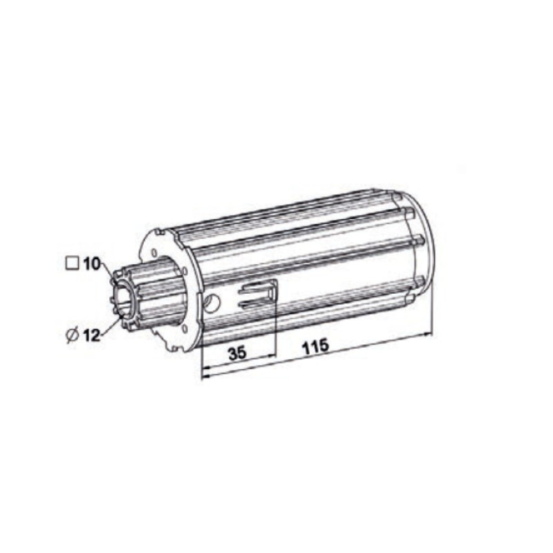 Embout escamotable ZF 54 - Crabot mâle - Alésage rond Ø12 - Carré 10 - L115 mm – Image 3
